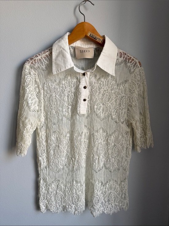 Theo the label Tops - THEO Lace Polo Shirt size L